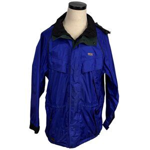 Eddie Bauer Ebtek Mens M Blue Gore-Tex Hooded Jacket With Nylon Shell